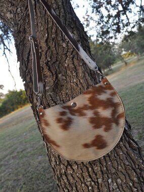 🤎 Handmade Cream & Brown Cowhide Purse | Genuine Leather | One-of-a-Kind Wester